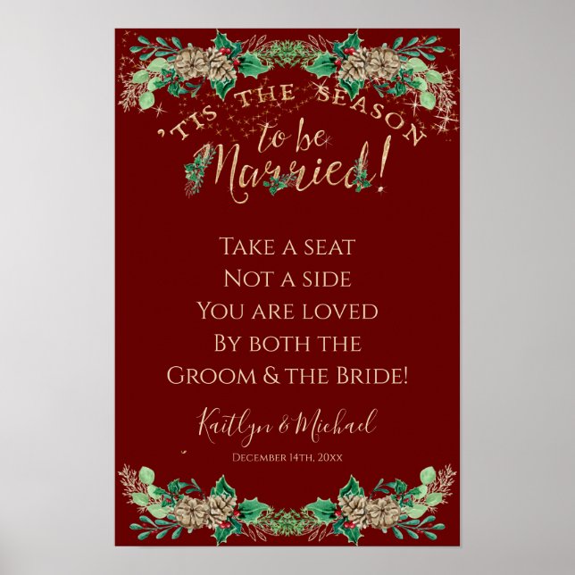Weihnachts Hochzeit Red Gold Foliage Sitzplatz nic Poster (Vorne)