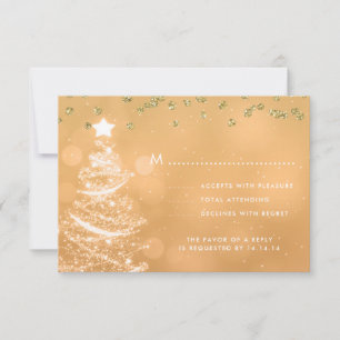 Weihnachts Hochzeit RSVP Sparkle Tree Gold