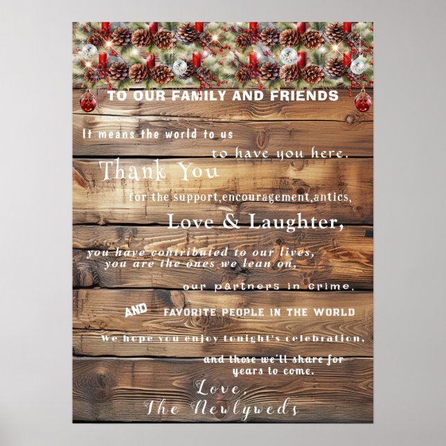 Weihnachts Hochzeit Rustikale Holz Pine Cones Orna Poster (Vorne)