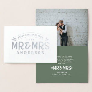 Weihnachts-Hochzeitsankündigungsfolie für Mr & Mrs Folienkarte