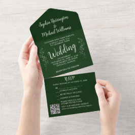 Weihnachts-Hochzeitseinladung im grünen Farbton All In One Einladung