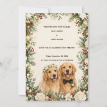 Weihnachts-Hochzeitseinladung mit Golden Retriever