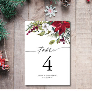 Weihnachts-Hochzeitskarte Tischnummer