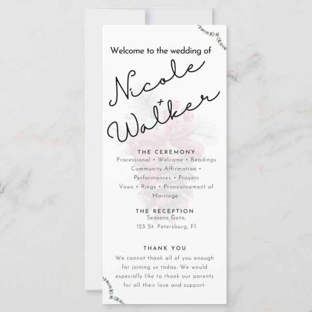 Weihnachts-Hochzeitsprogramm (Vorderseite)