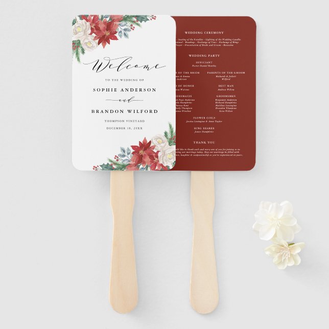 Weihnachts-Hochzeitsprogramm für Wasserfarben Fächer (Vorne und Hinten)