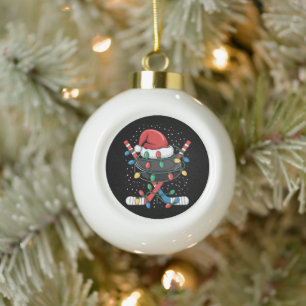 Weihnachts-Hockey-Xmas-Santa-Sportmütze Ball Keramik Kugel-Ornament