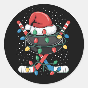 Weihnachts-Hockey-Xmas-Santa-Sportmütze Ball Runder Aufkleber