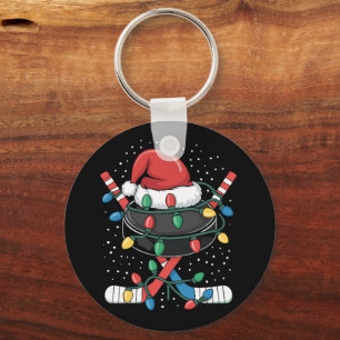 Weihnachts-Hockey-Xmas-Santa-Sportmütze Ball  Schlüsselanhänger