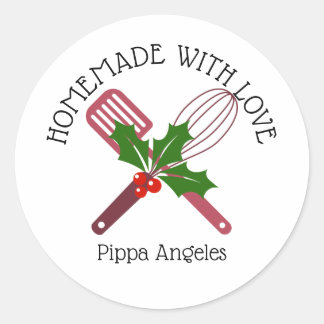 Weihnachts Holemade mit Liebe Backetiketten Runder Aufkleber