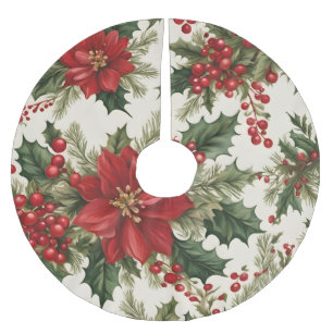 Weihnachts-Holly & Berries-Baumrock Polyester Weihnachtsbaumdecke