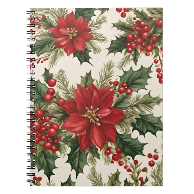 Weihnachts Holly & Berries Spiral Foto Notebook Notizblock (Vorderseite)