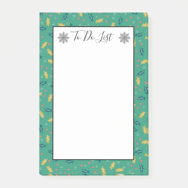 Weihnachts-Holly-Blätter & Berries schwitzen zu er Post-it Klebezettel (Vorderseite)