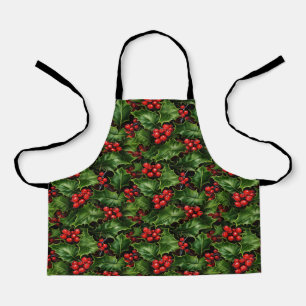 Weihnachts-Holly-Blätter und Rote Berries-Muster Schürze