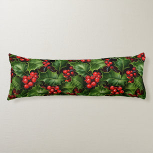 Weihnachts-Holly-Blätter und Rote Berries-Muster Seitenschläferkissen