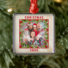 Weihnachts-Holly-Branch-Foto Pewter-Ornament Ornament Aus Metall