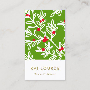 Weihnachts Holly Branches Business Card Visitenkarte