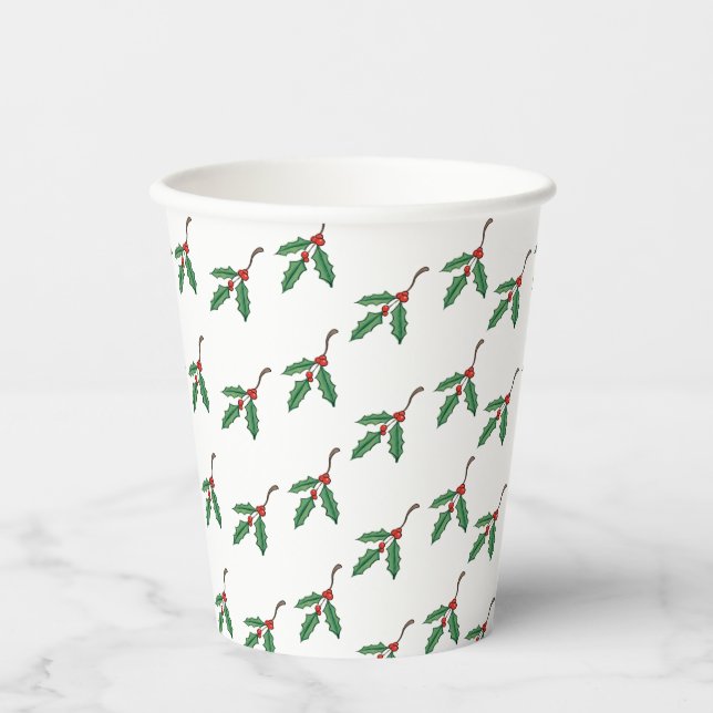 Weihnachts Holly Coffee Party Drink Paper Cups Pappbecher (Vorderseite)