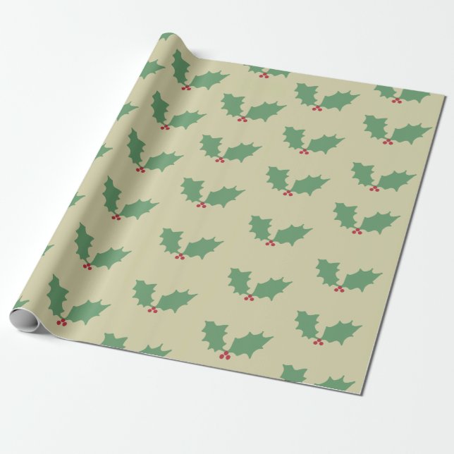 Weihnachts Holly Geschenkpapier (Ungerollt)