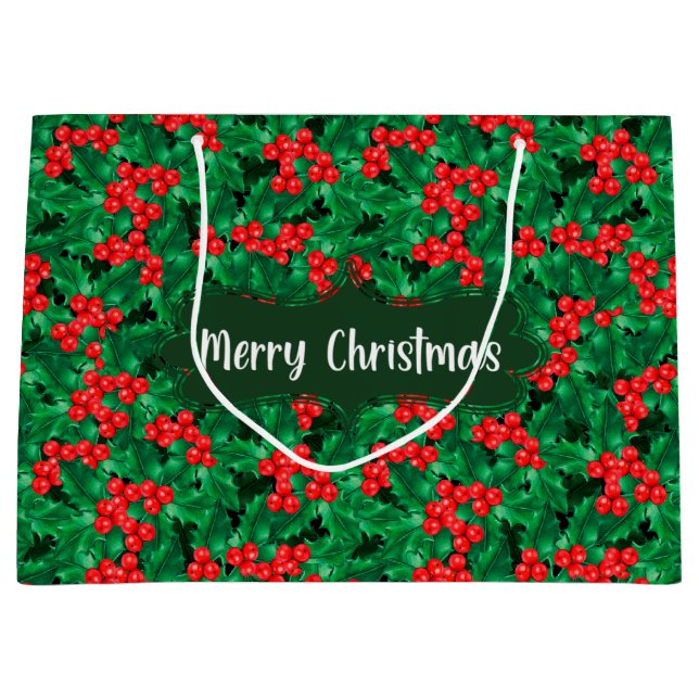 Weihnachts-Holly-Geschenktasche Große Geschenktüte (Vorderseite)