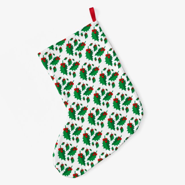 Weihnachts Holly Großer Weihnachtsstrumpf (Rückseite (Hängend))