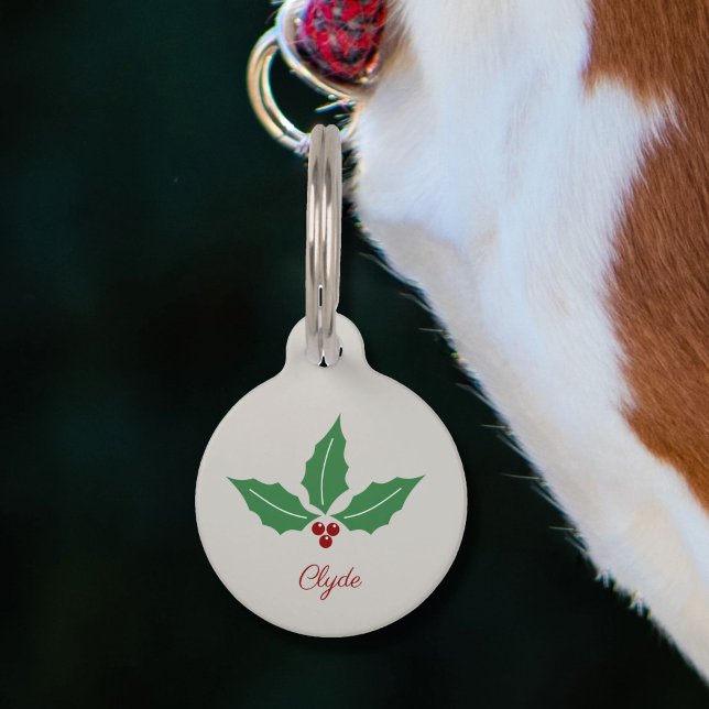 Weihnachts Holly Haustiermarke (Christmas Holly Pet Tag)