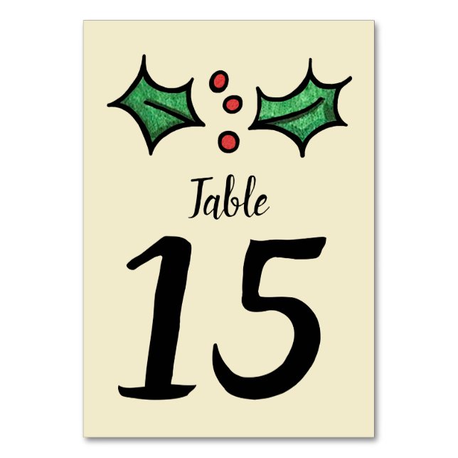 Weihnachts-Holly-Hochzeit-Tischnummer Tischnummer (Vorderseite)