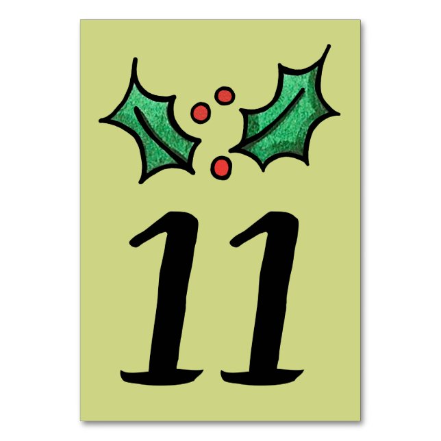 Weihnachts-Holly-Hochzeit-Tischnummer Tischnummer (Vorderseite)