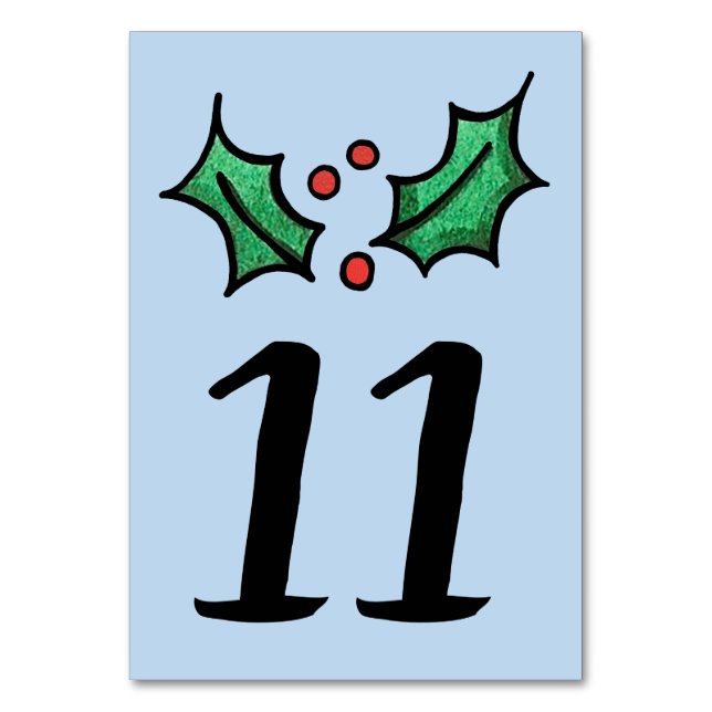 Weihnachts-Holly-Hochzeit-Tischnummer Tischnummer (Vorderseite)