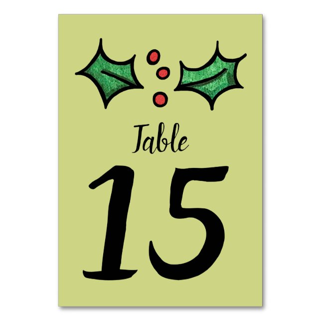 Weihnachts-Holly-Hochzeit-Tischnummer Tischnummer (Vorderseite)