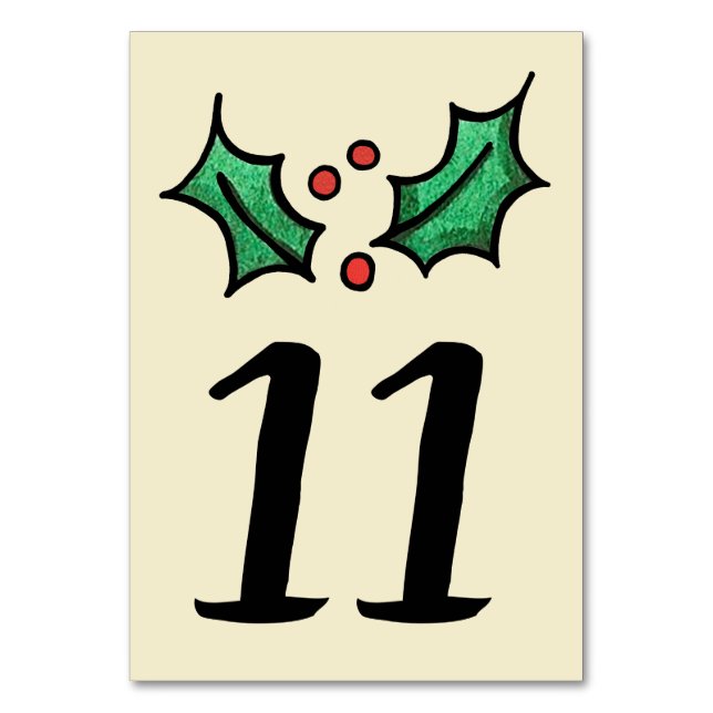 Weihnachts-Holly-Hochzeit-Tischnummer Tischnummer (Vorderseite)