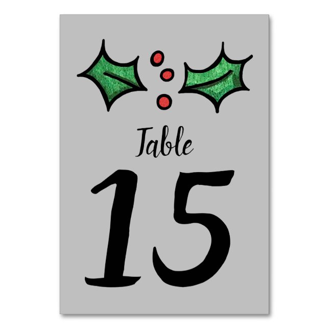 Weihnachts-Holly-Hochzeit-Tischnummer Tischnummer (Vorderseite)