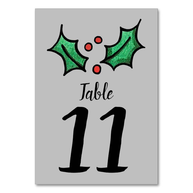 Weihnachts-Holly-Hochzeit-Tischnummer Tischnummer (Vorderseite)