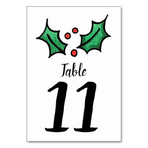 Weihnachts-Holly-Hochzeit-Tischnummer Tischnummer