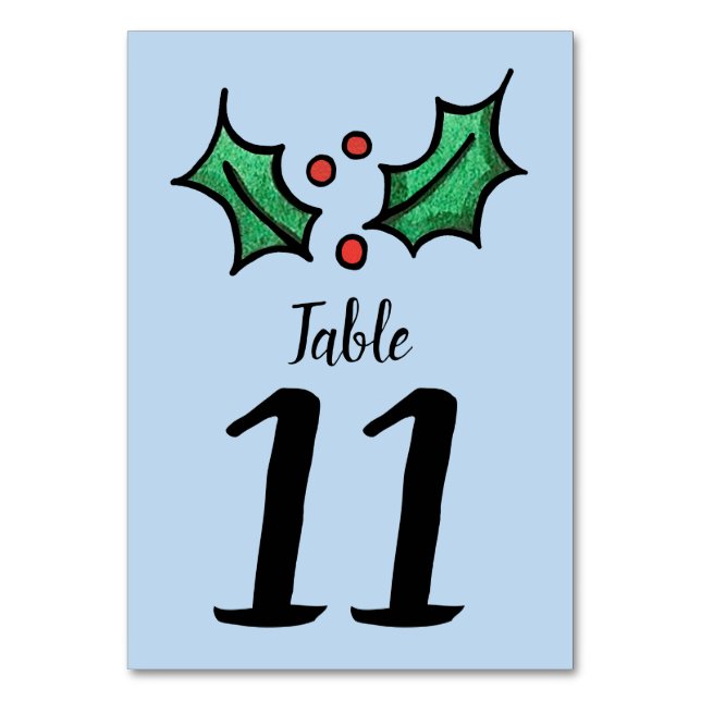 Weihnachts-Holly-Hochzeit-Tischnummer Tischnummer (Vorderseite)