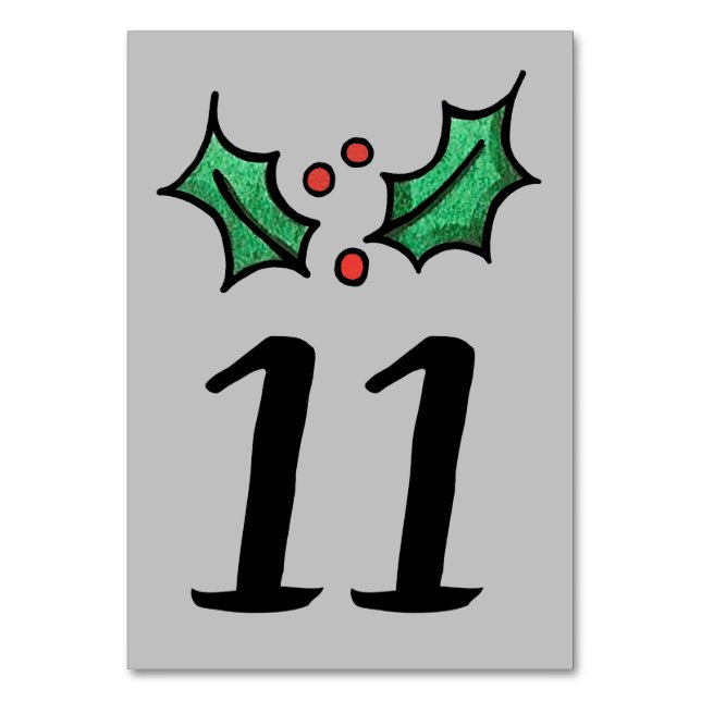 Weihnachts-Holly-Hochzeit-Tischnummer Tischnummer (Vorderseite)