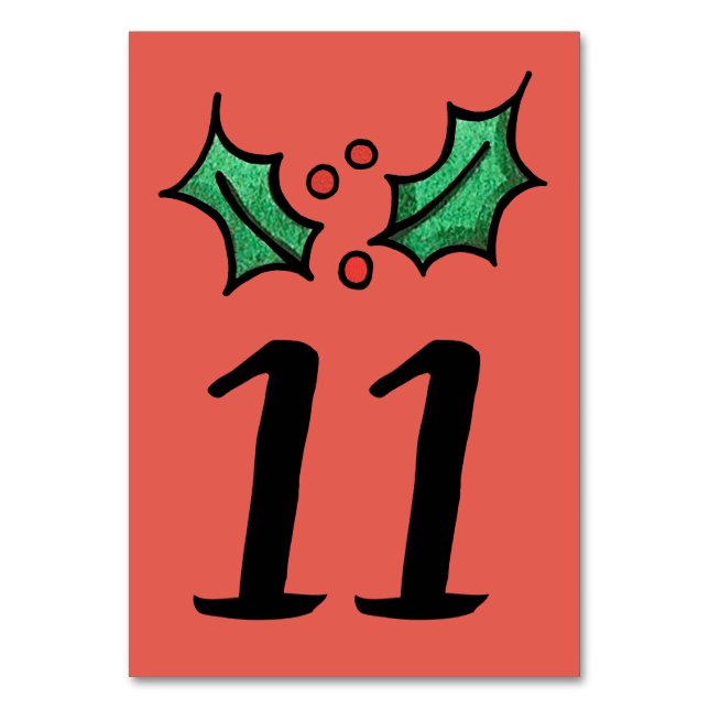 Weihnachts-Holly-Hochzeit-Tischnummer Tischnummer (Vorderseite)