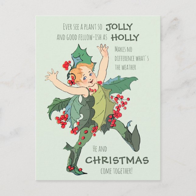 Weihnachts-Holly-Kind Elizabeth Gordon CC1076 Postkarte (Vorderseite)