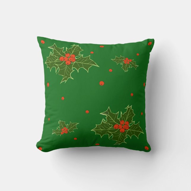 Weihnachts Holly Kissen (Vorderseite)