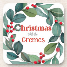 Weihnachts-Holly-Kranz-Kissen Getränkeuntersetzer