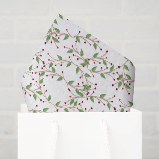 Weihnachts-Holly-Muster Holiday-Papiertaschentuch Seidenpapier (Geschenktüte)