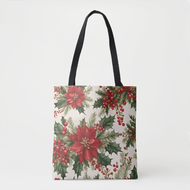 Weihnachts-Holly & Red Berries-Tasche (Vorderseite)