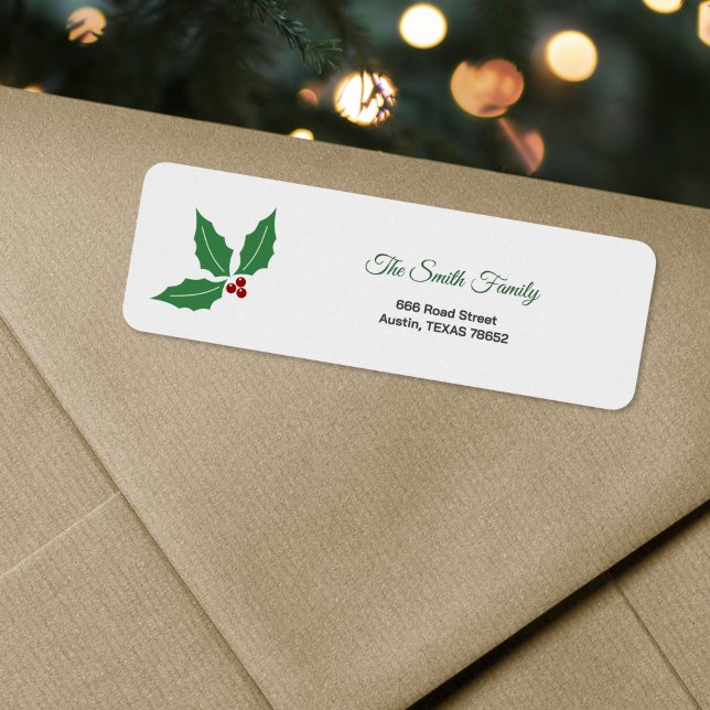 Weihnachts-Holly-Rücksendeadresse (Christmas Holly Return Address Label)