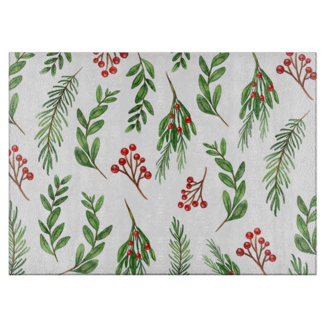 Weihnachts Holly Schneidebrett (Vorderseite)