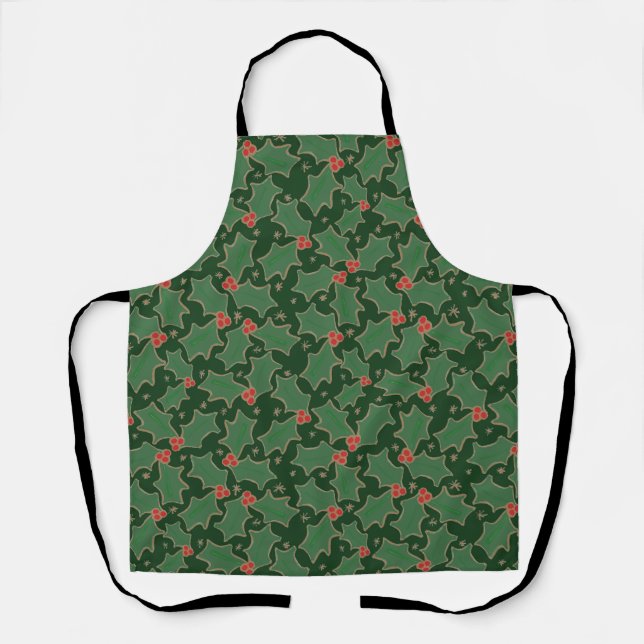 Weihnachts-Holly-Schürze Schürze (Vorderseite)