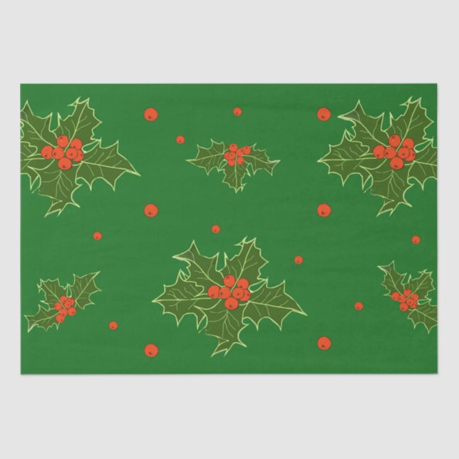 Weihnachts Holly Seidenpapier (Vorderseite)