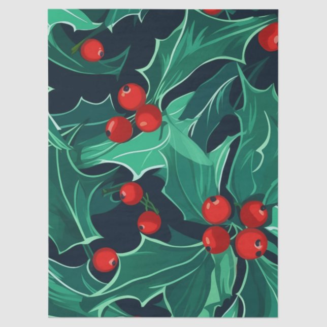 Weihnachts Holly Seidenpapier (Vorderseite)