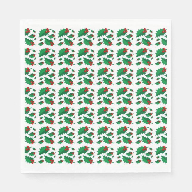 Weihnachts Holly Serviette (Vorderseite)