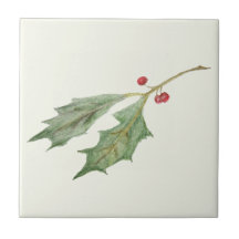 Weihnachts-Holly-Sprig-Rustikaler Botanischer Gesc