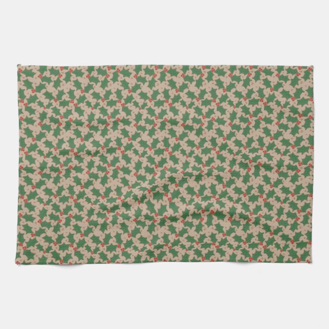 Weihnachts Holly Tee Handtuch (Horizontal)