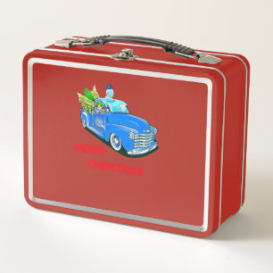 Weihnachts-Holzlastwagen-Baum-Geschenk für Xmas-Ur Metall Brotdose